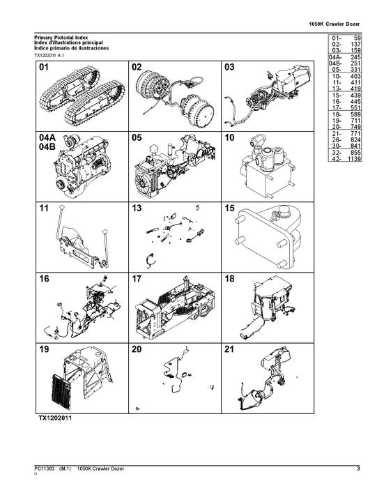 JOHN DEERE 1050K CRAWLER DOZER PARTS CATALOG MANUAL ser.1T01050K_C268234-