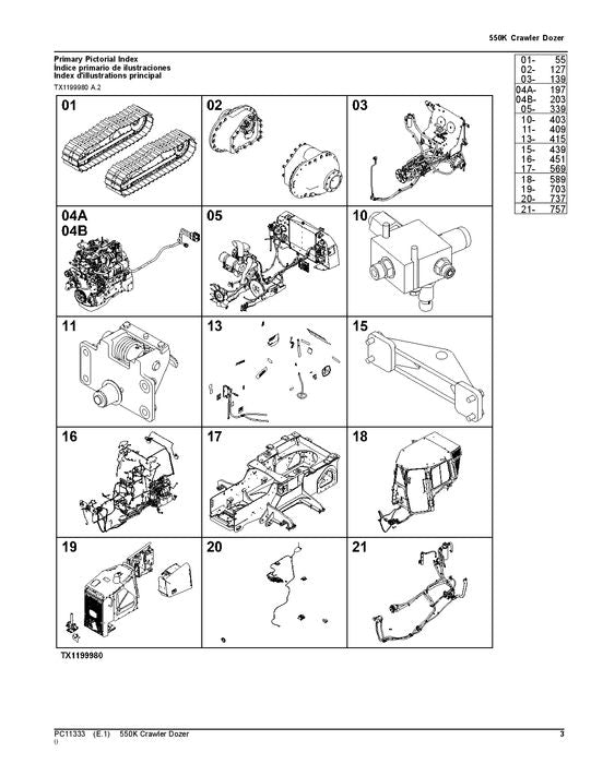 MANUEL DU CATALOGUE DES PIÈCES DU BOUTEUR À CHENILLES JOHN DEERE 550K F275977-