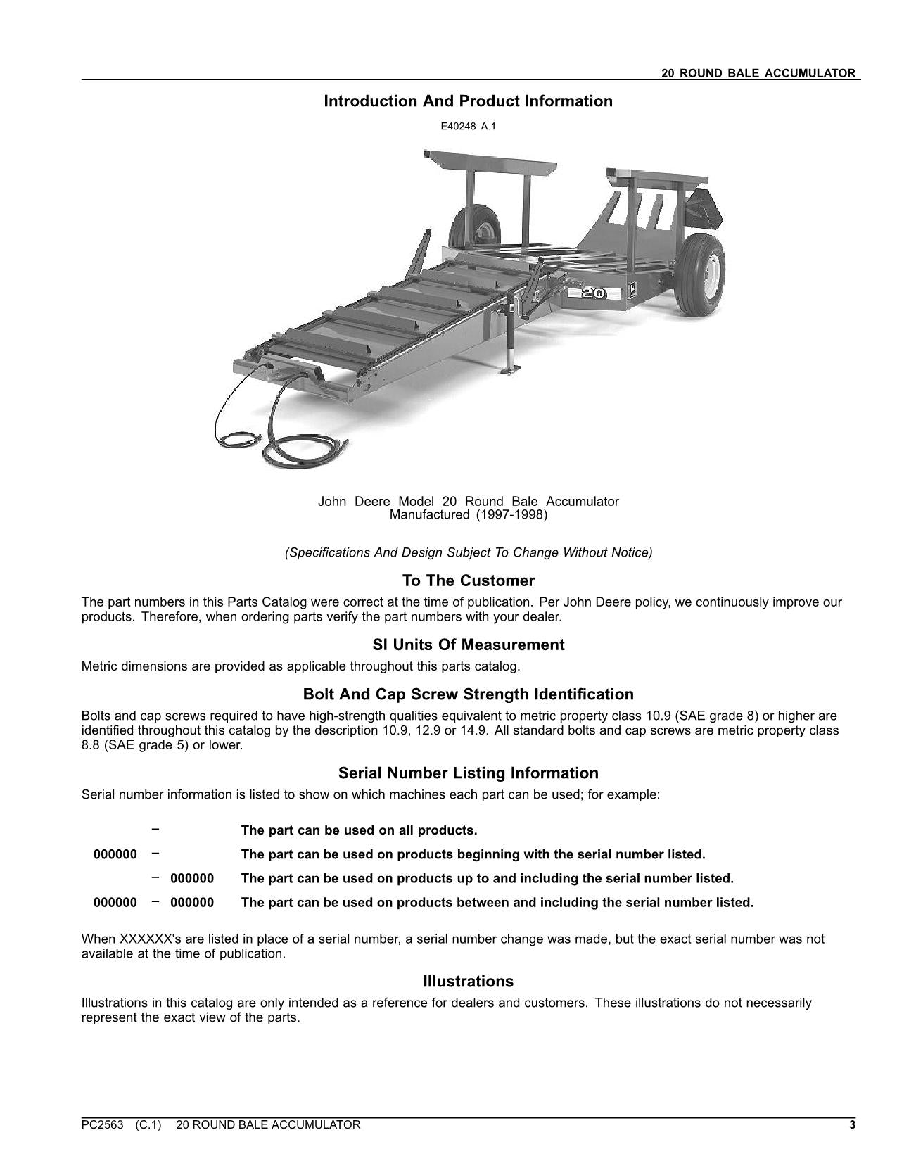 JOHN DEERE 20 RUNDBALENPRESSE AKKU-TEILEKATALOGHANDBUCH