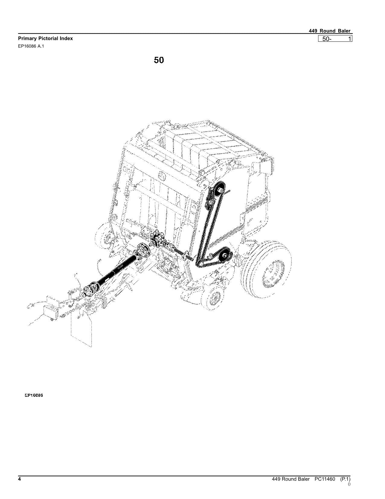 JOHN DEERE 449 ROUND BALER PARTS CATALOG MANUAL