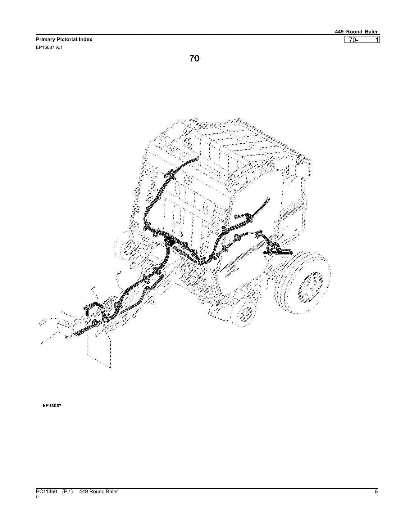 JOHN DEERE 449 ROUND BALER PARTS CATALOG MANUAL