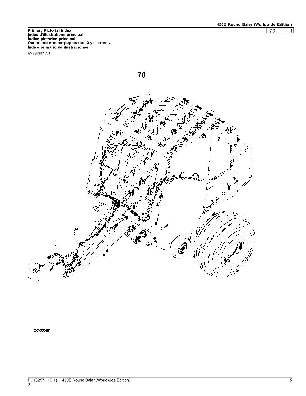 JOHN DEERE 450E ROUND BALER PARTS CATALOG MANUAL