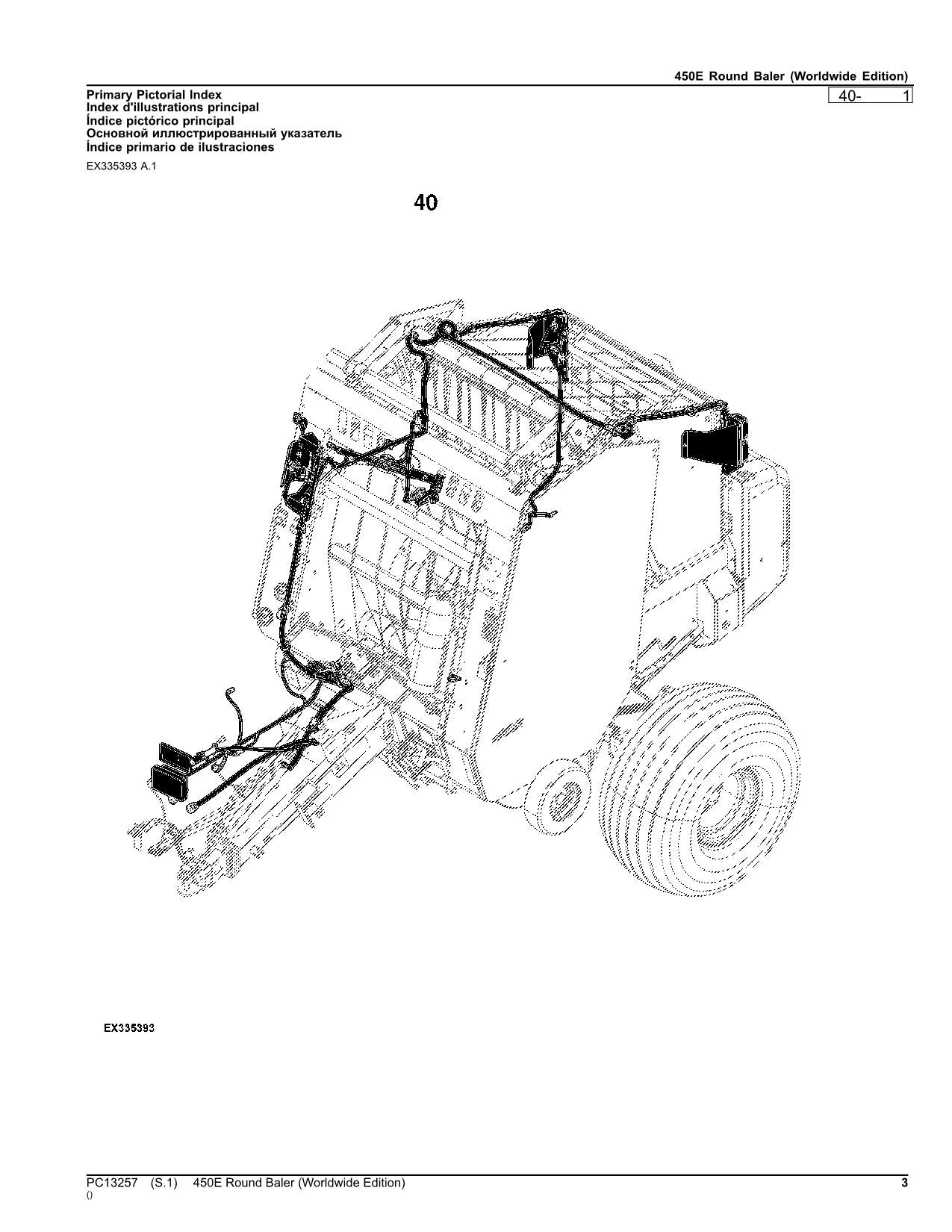 JOHN DEERE 450E ROUND BALER PARTS CATALOG MANUAL