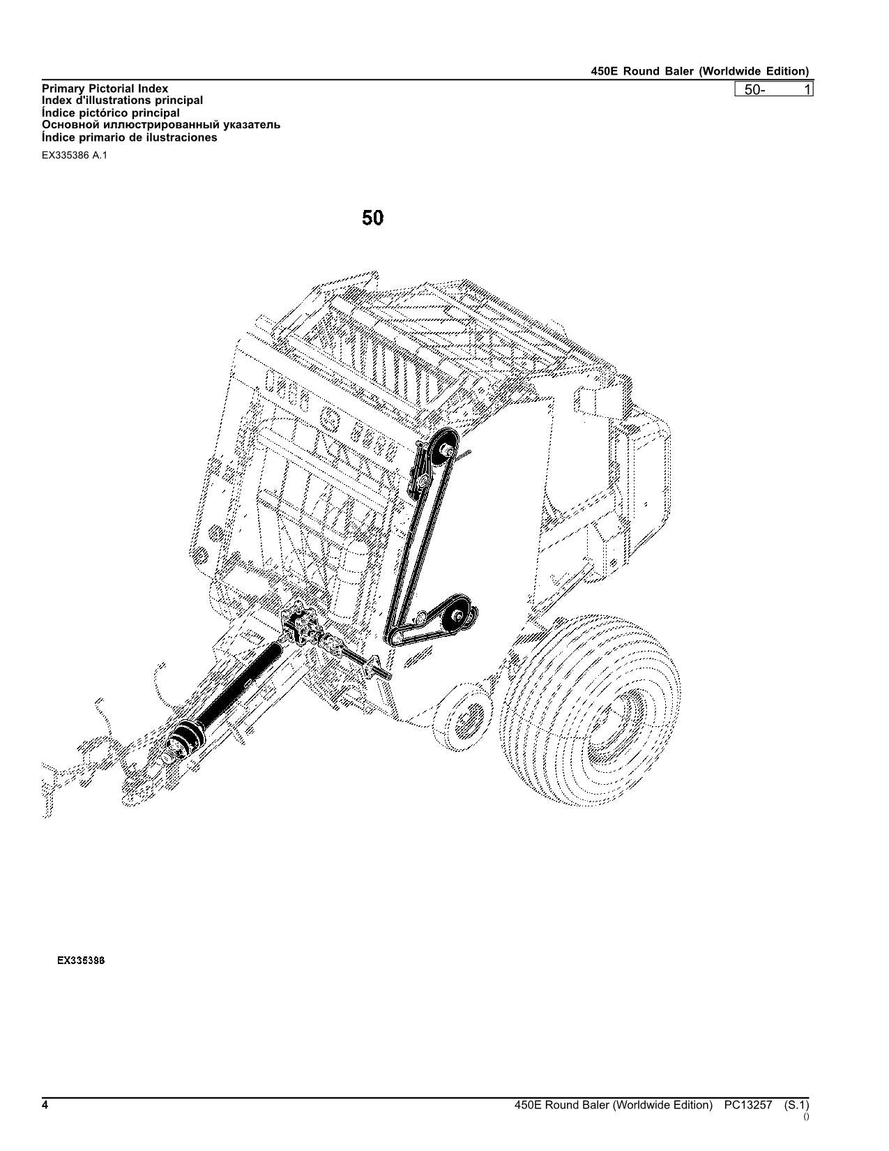 JOHN DEERE 450E ROUND BALER PARTS CATALOG MANUAL