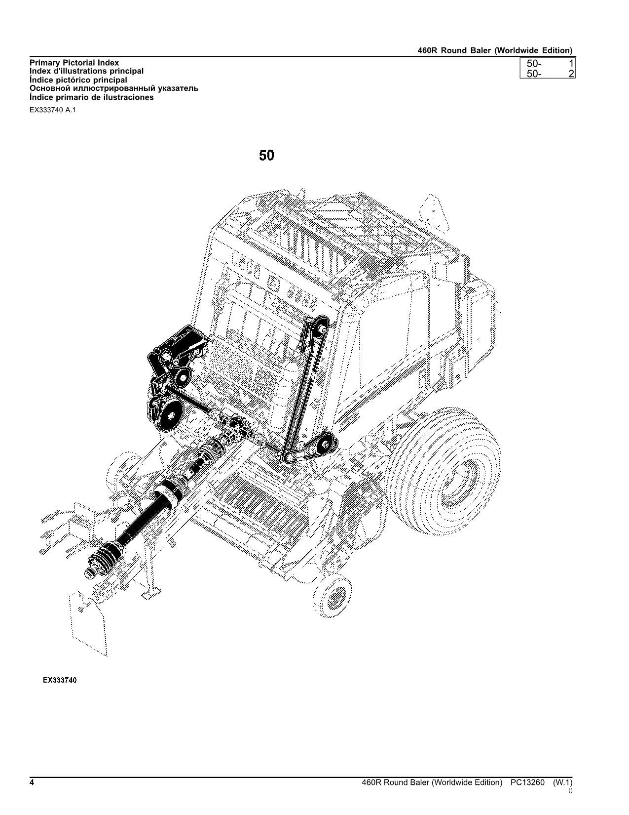 JOHN DEERE 460R ROUND BALER PARTS CATALOG MANUAL