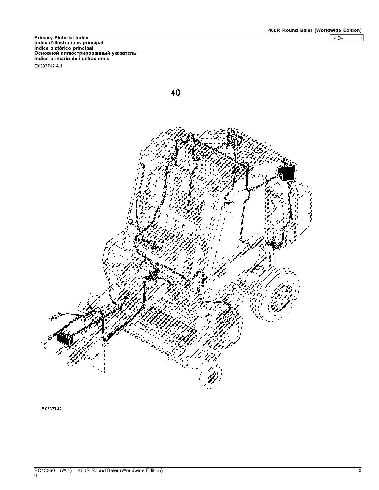 JOHN DEERE 460R ROUND BALER PARTS CATALOG MANUAL