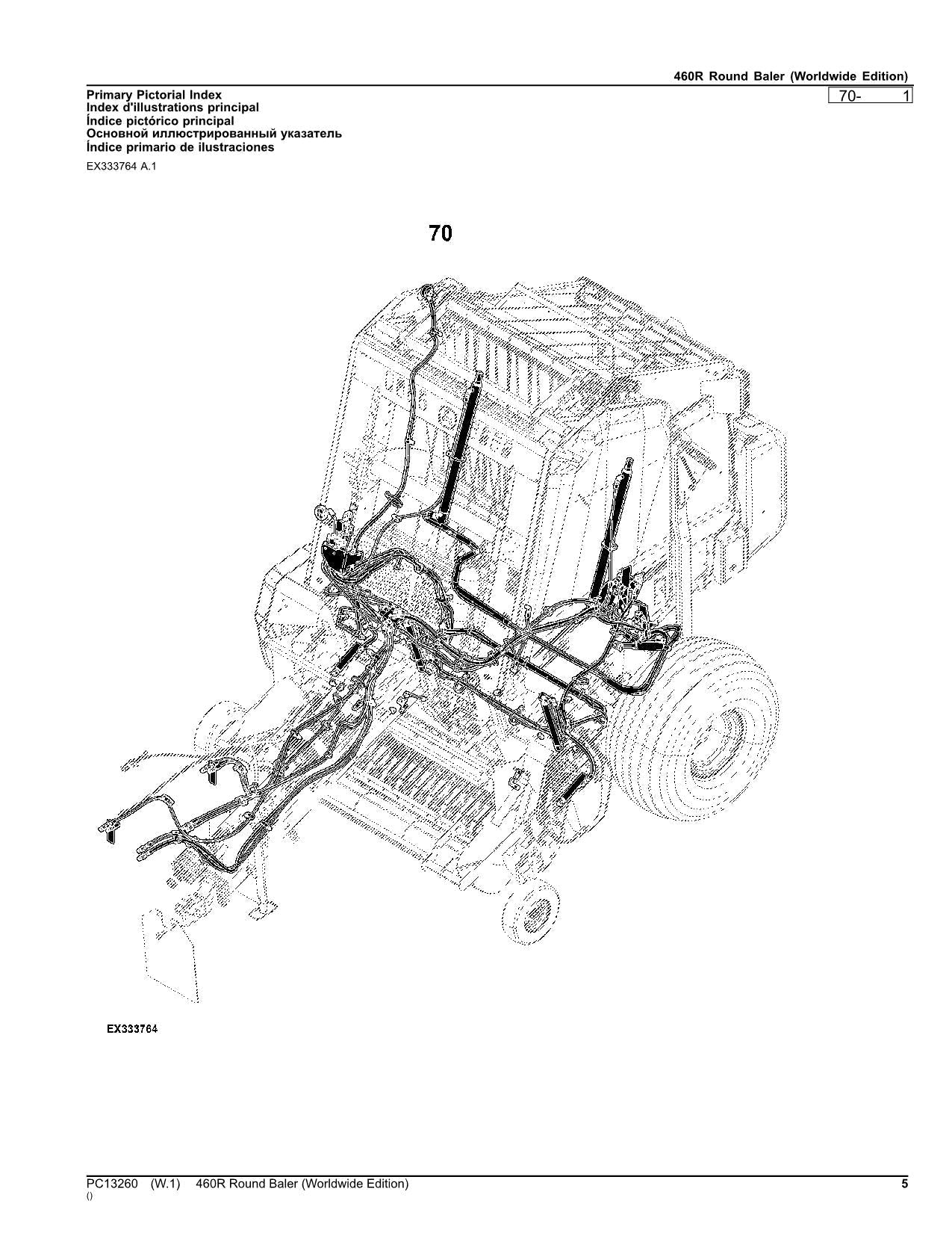 JOHN DEERE 460R ROUND BALER PARTS CATALOG MANUAL