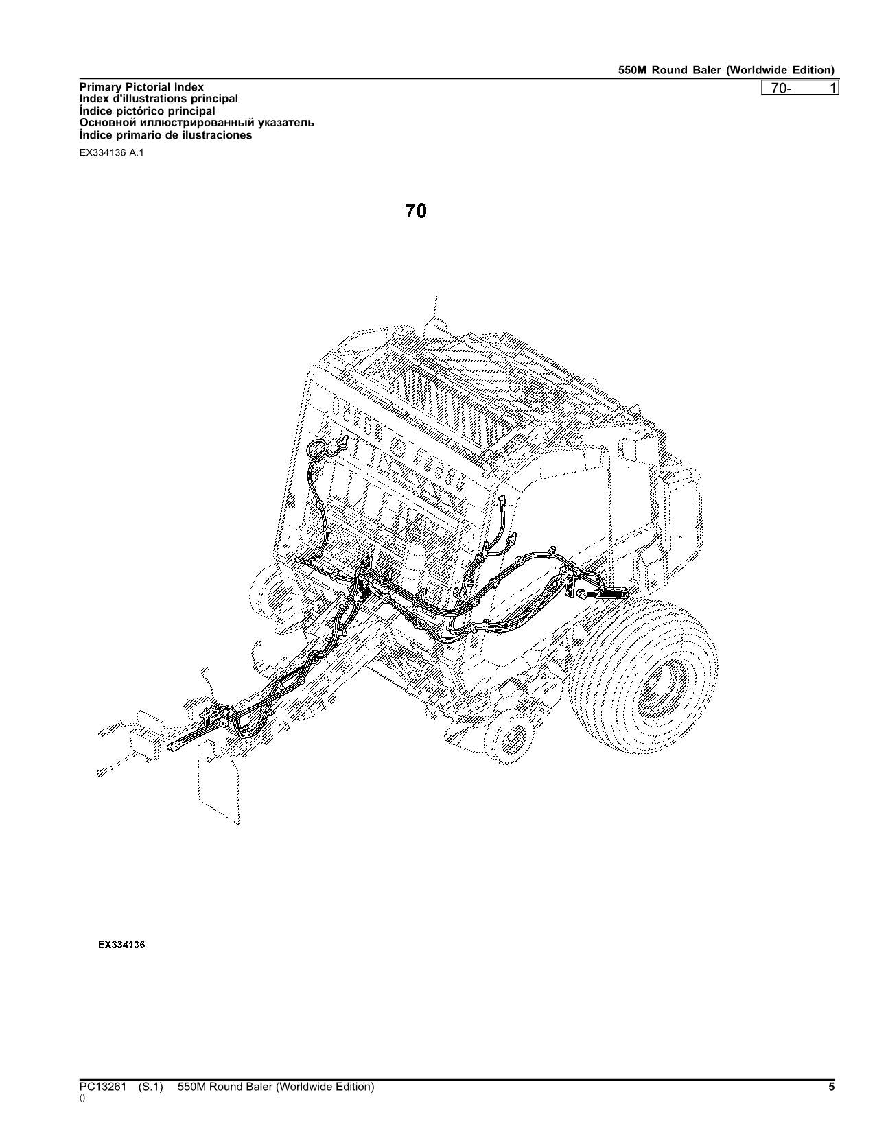 JOHN DEERE 550M ROUND BALER PARTS CATALOG MANUAL