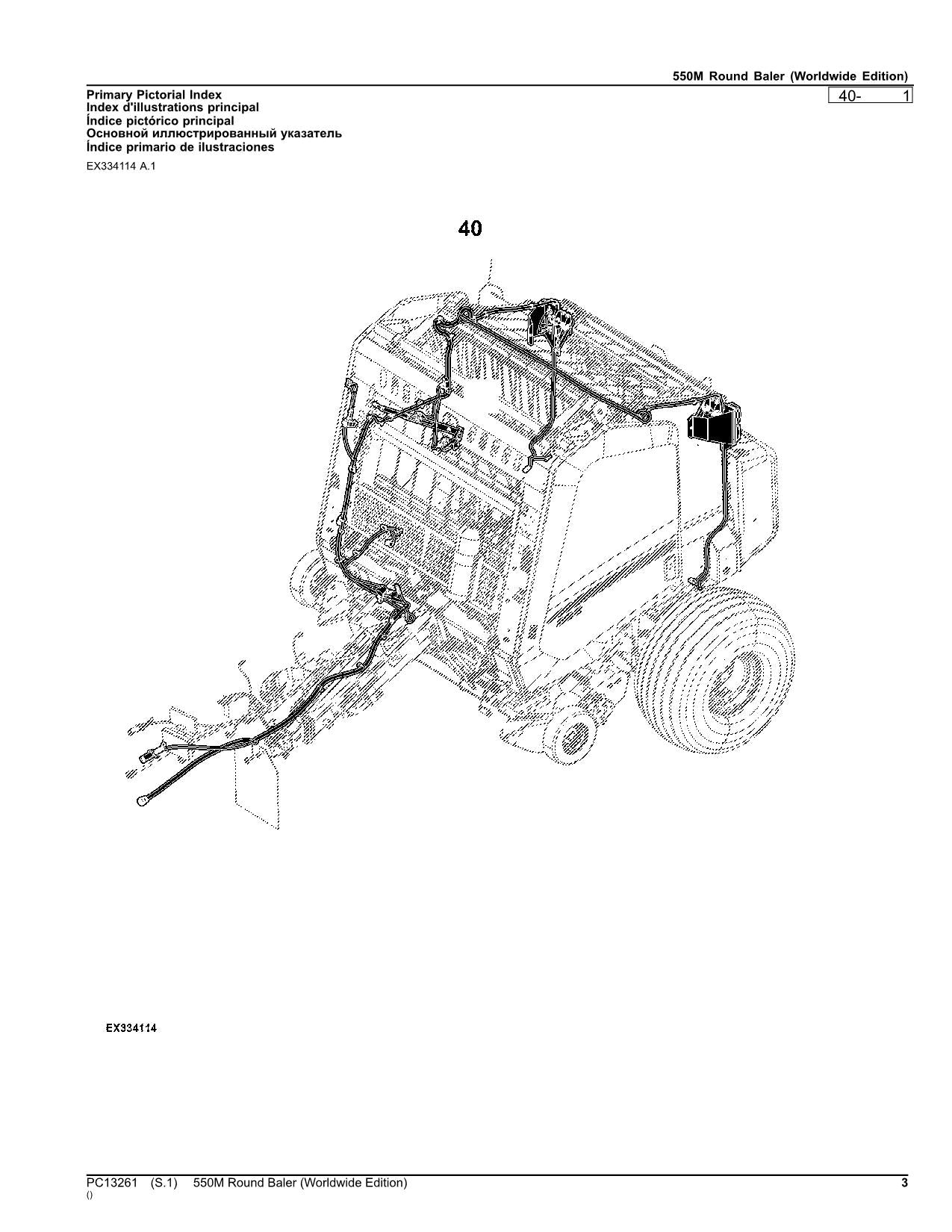 JOHN DEERE 550M ROUND BALER PARTS CATALOG MANUAL