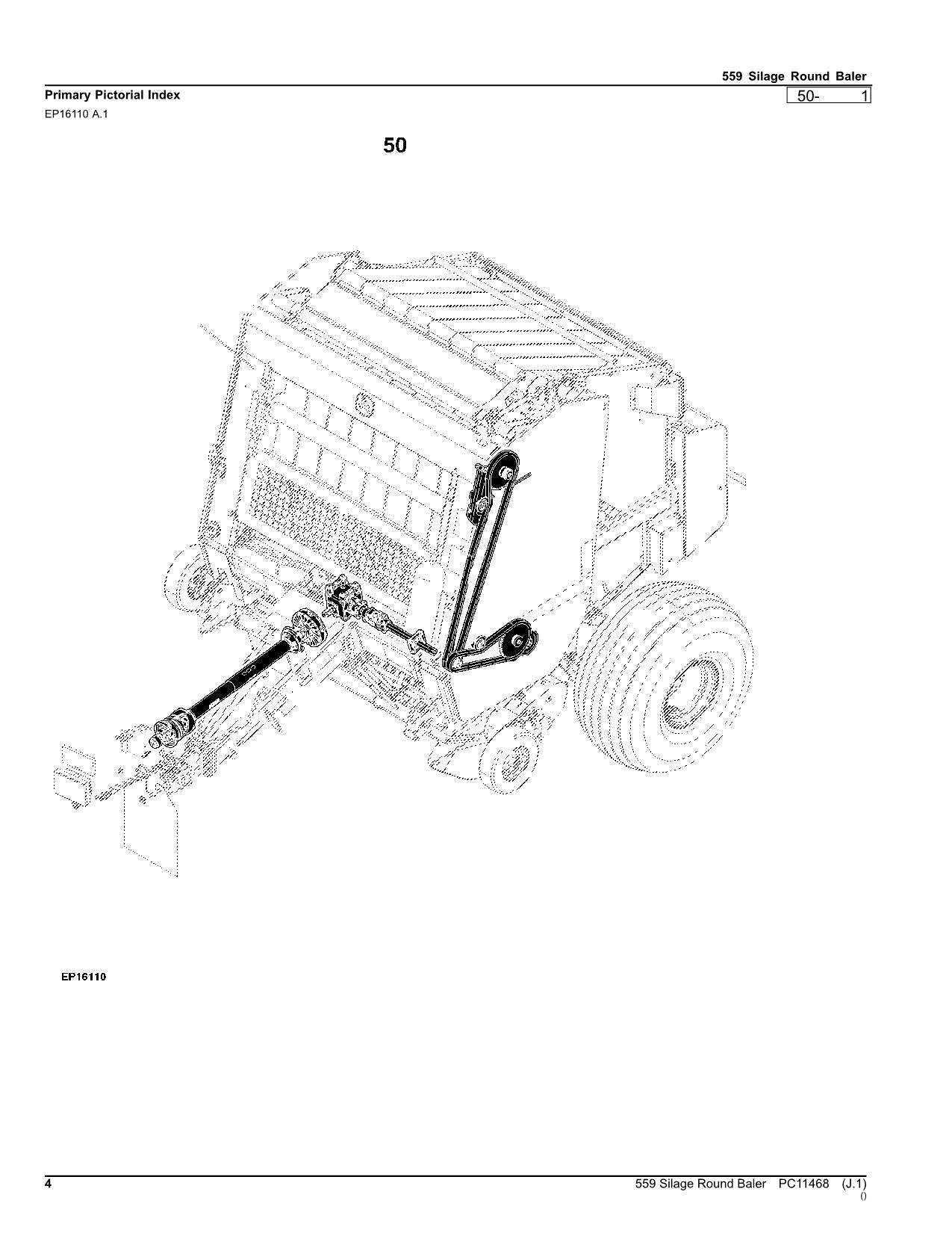 JOHN DEERE 559 SILAGE ROUND BALER PARTS CATALOG MANUAL #2