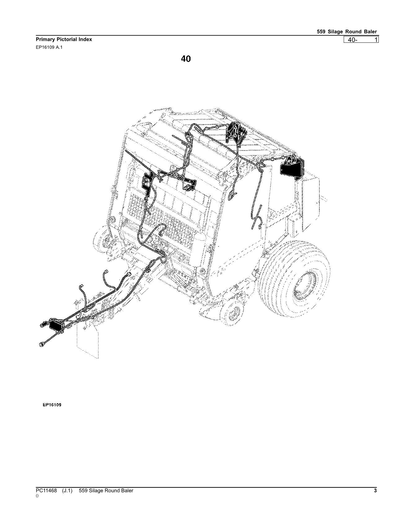 JOHN DEERE 559 SILAGE ROUND BALER PARTS CATALOG MANUAL #2