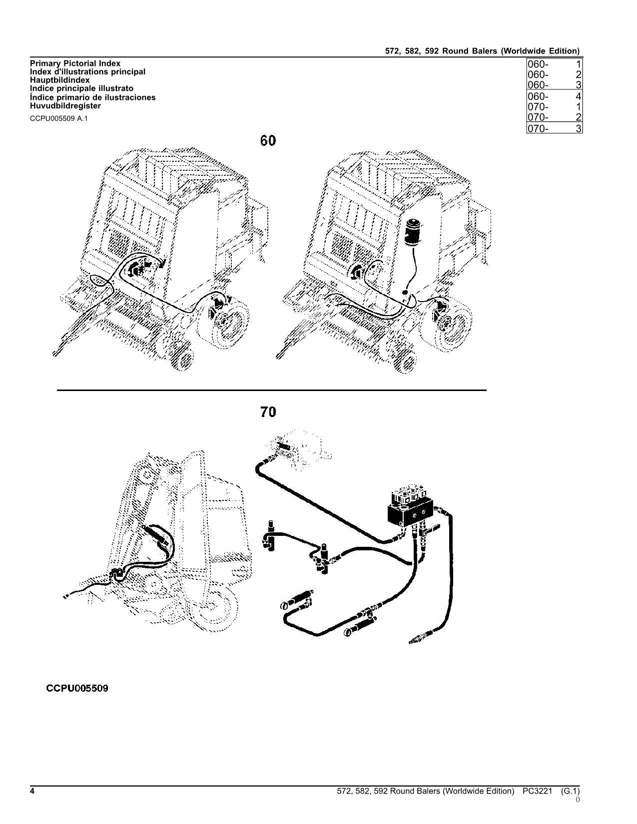 JOHN DEERE ROUND BALER 572 582 592 PARTS CATALOG MANUAL