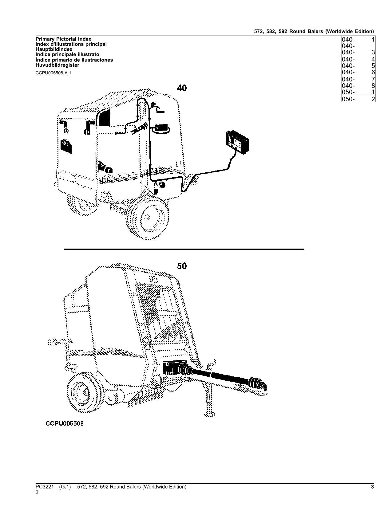 JOHN DEERE ROUND BALER 572 582 592 PARTS CATALOG MANUAL