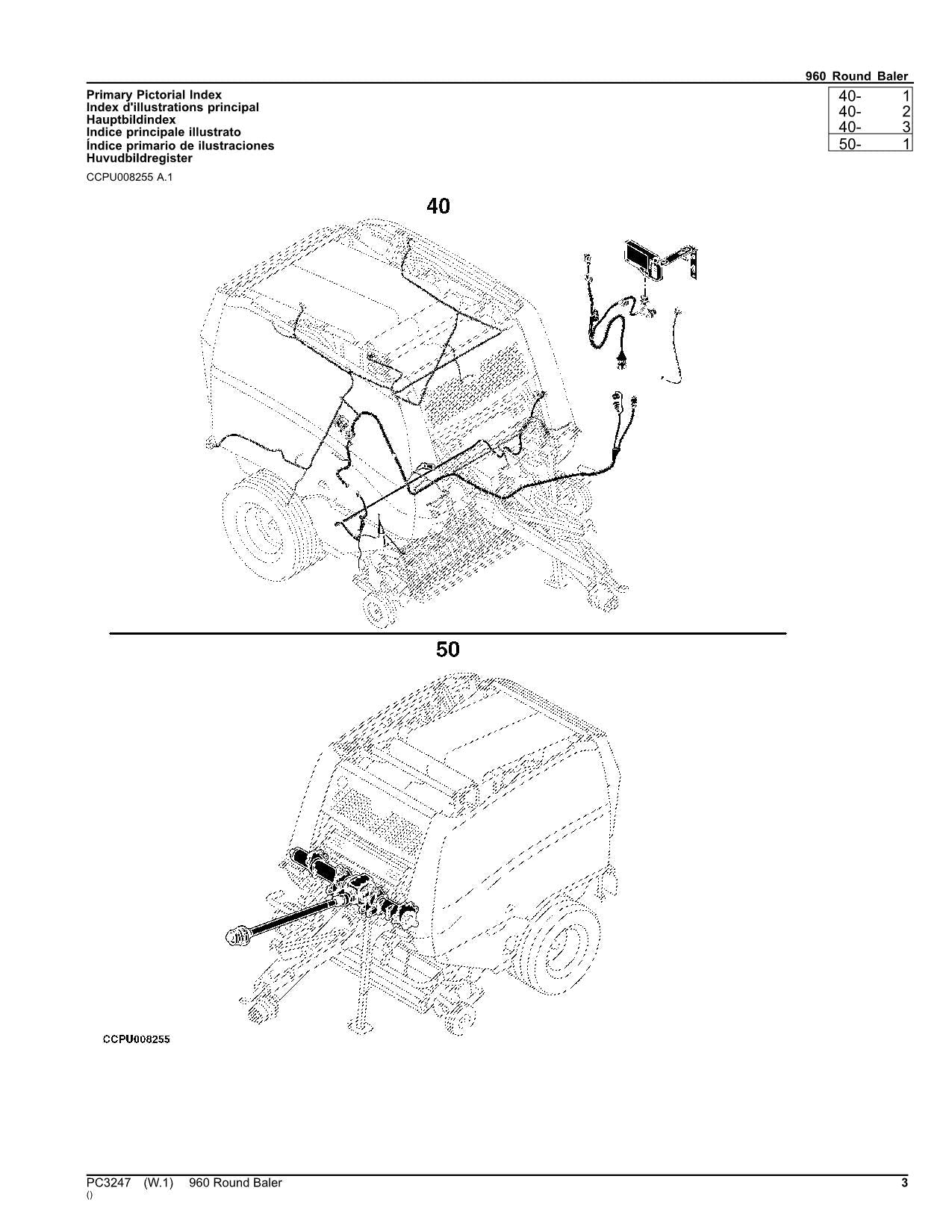 JOHN DEERE 960 ROUND BALER PARTS CATALOG MANUAL