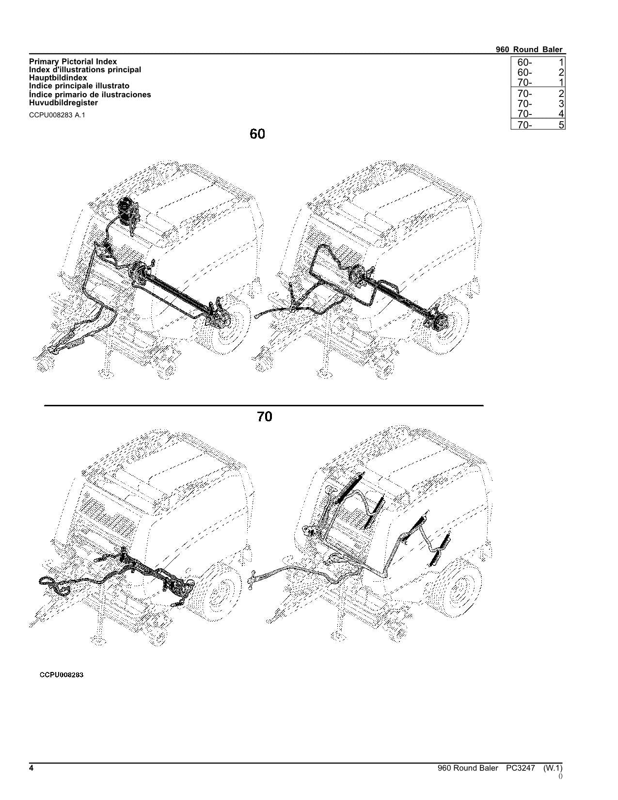 JOHN DEERE 960 ROUND BALER PARTS CATALOG MANUAL