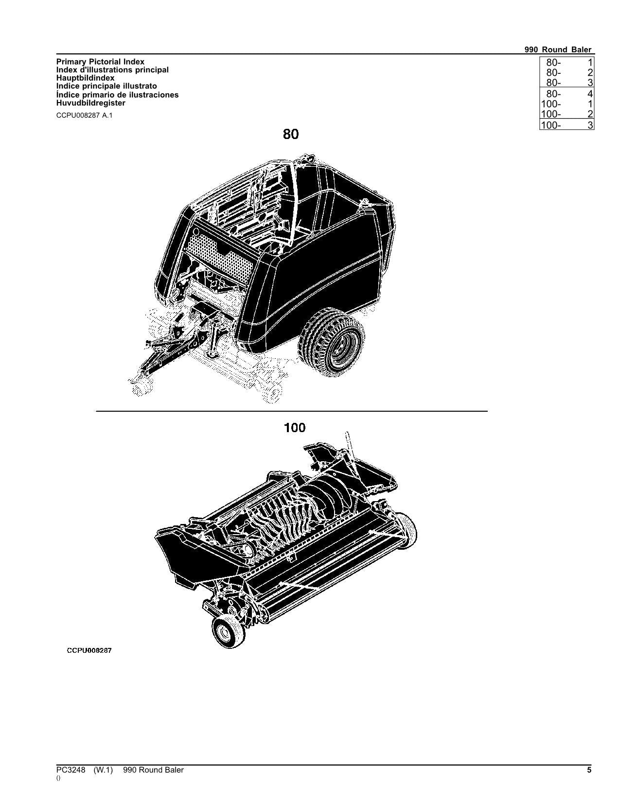 JOHN DEERE 990 RUNDBALLENPRESSE (EUROPA EDITION) ERSATZTEILKATALOGHANDBUCH