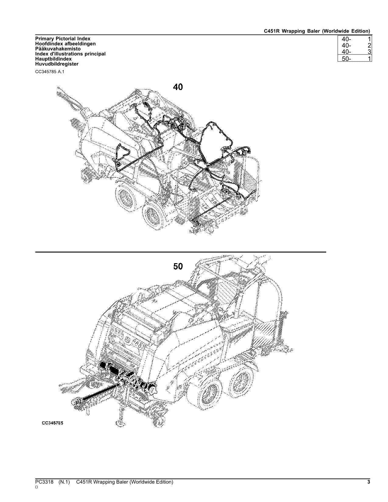 JOHN DEERE C451R WRAPPING BALER PARTS CATALOG MANUAL