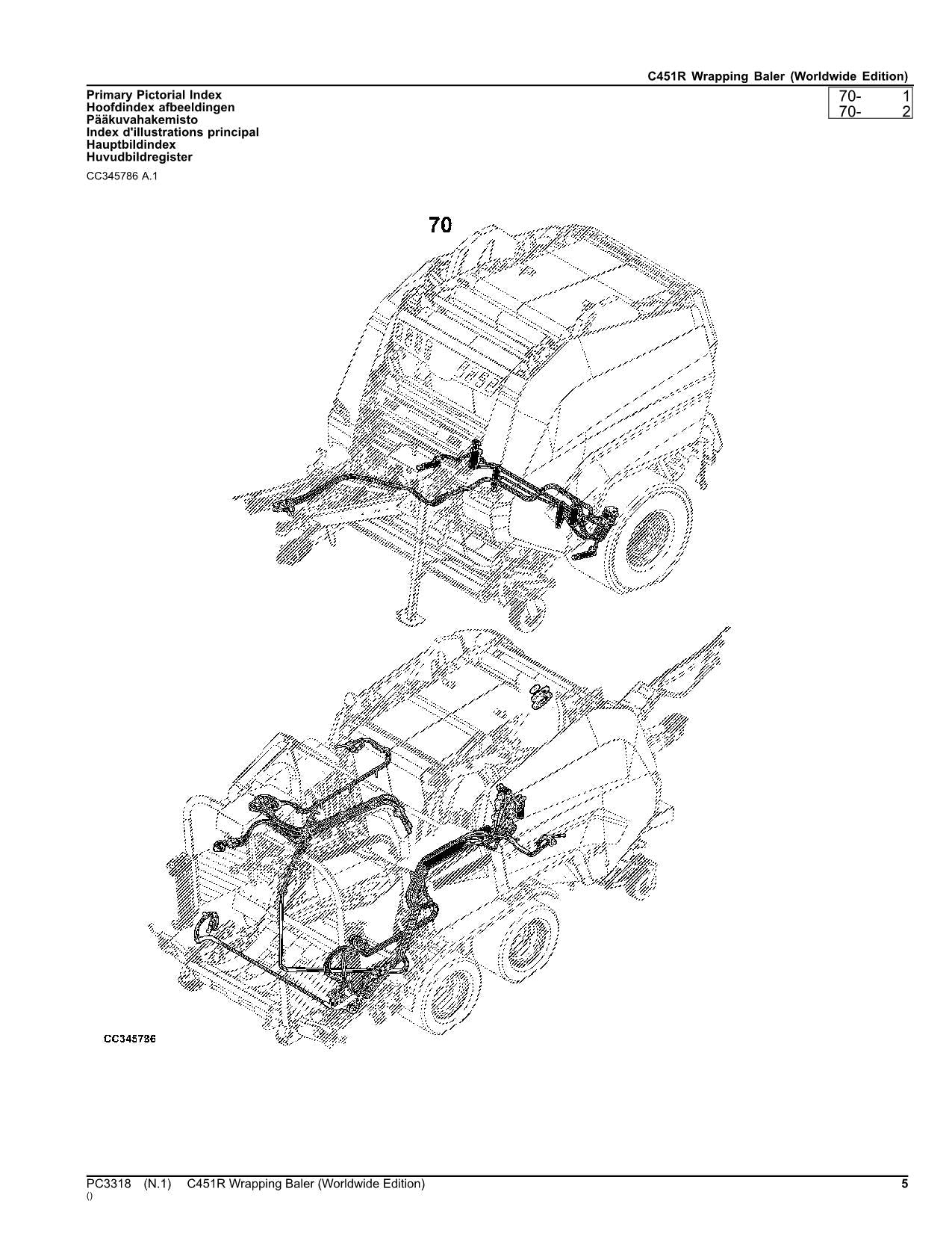 JOHN DEERE C451R WRAPPING BALER PARTS CATALOG MANUAL