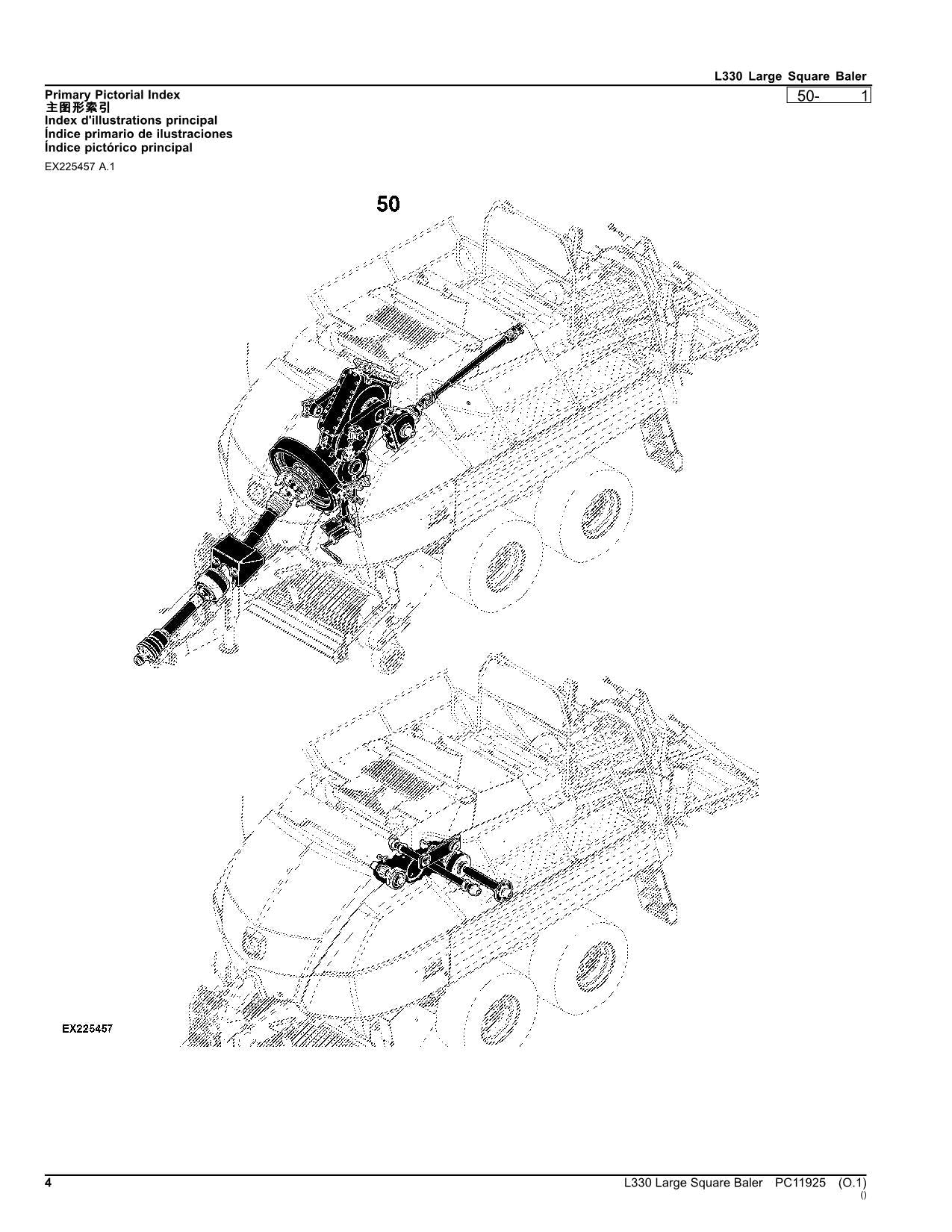 JOHN DEERE L330 LARGE SQUARE BALER PARTS CATALOG MANUAL