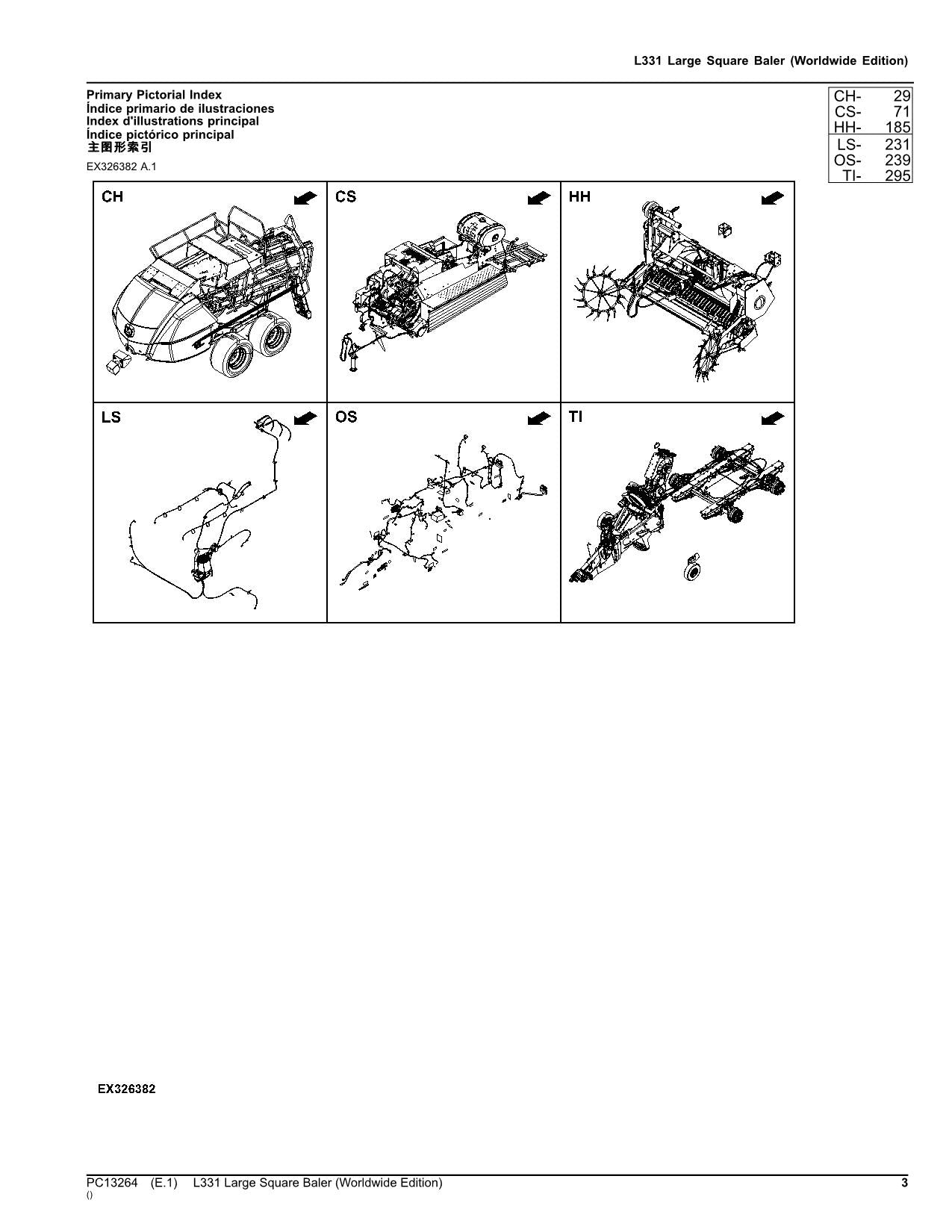 JOHN DEERE L331 LARGE SQUARE BALER PARTS CATALOG MANUAL