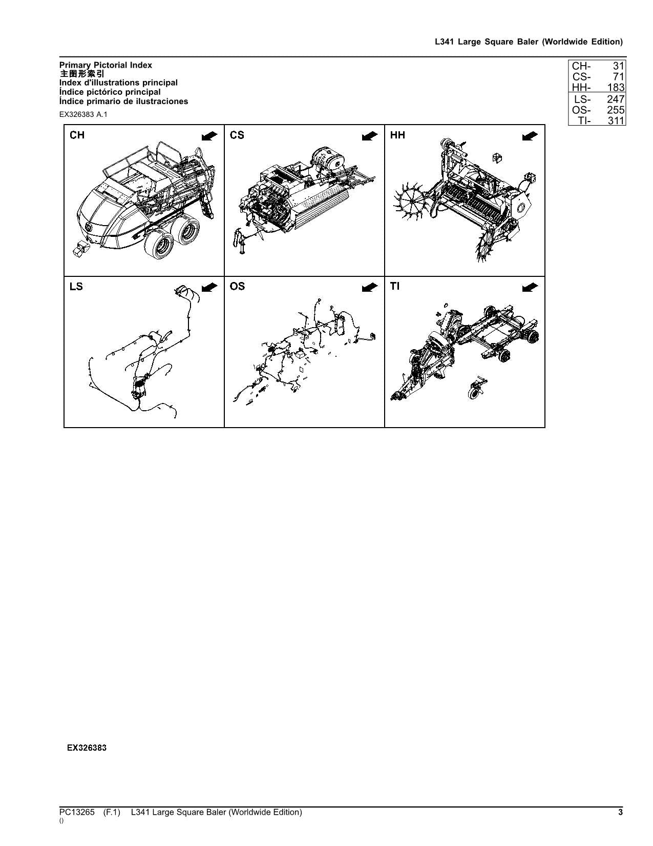 JOHN DEERE L341 LARGE SQUARE BALER PARTS CATALOG MANUAL