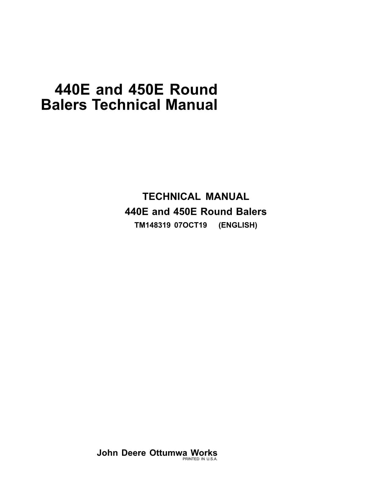 JOHN DEERE 440E  450E BALER SERVICE MANUAL