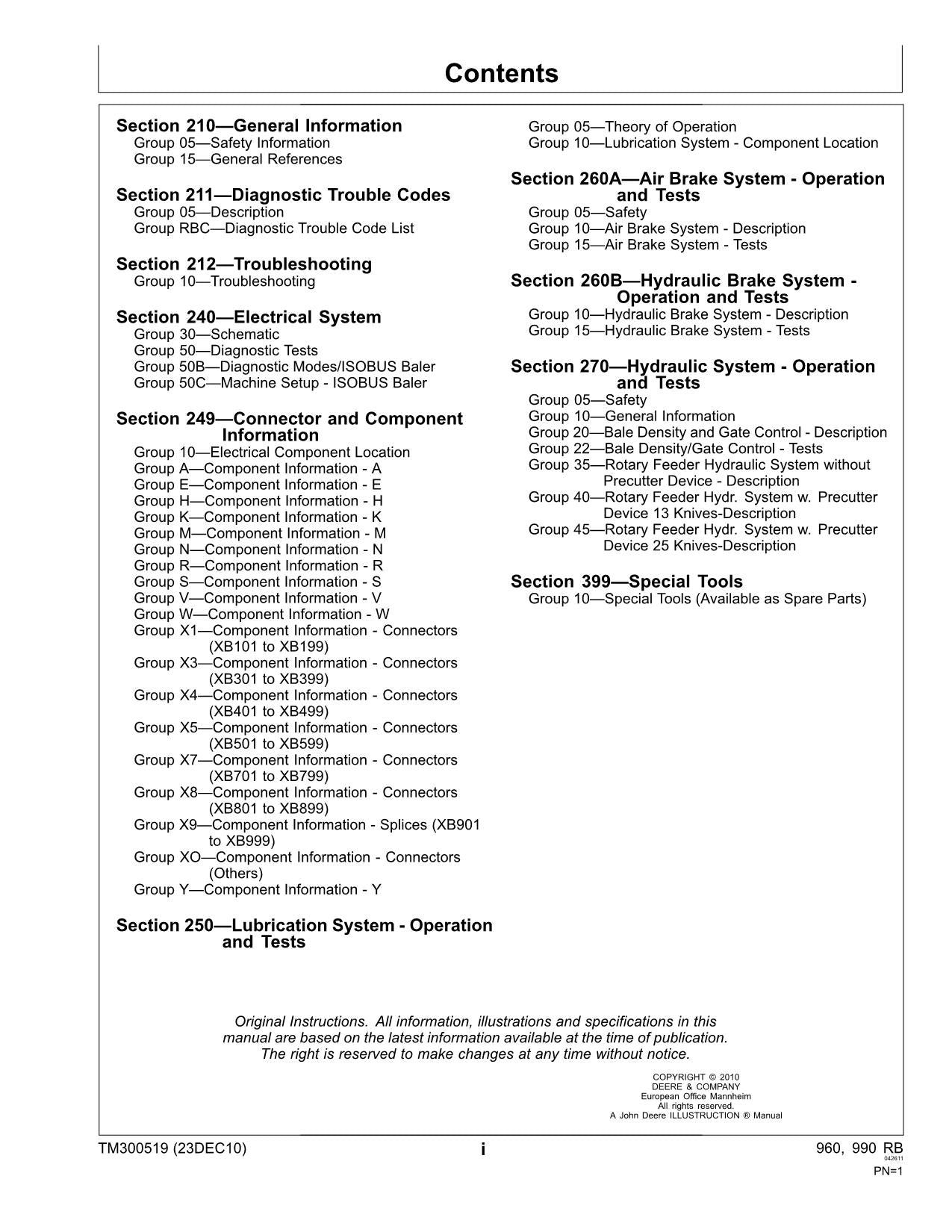 JOHN DEERE 960 990 BALER SERVICE MANUAL #2