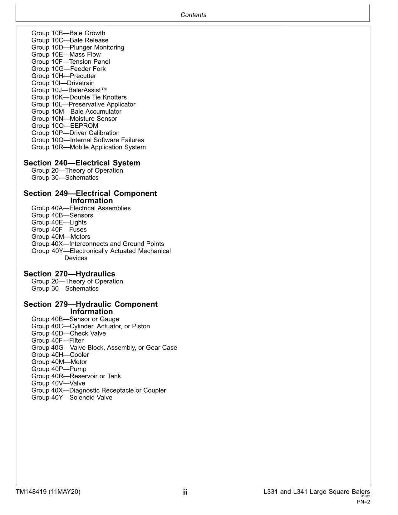 JOHN DEERE L331 L341 VORSCHNEIDER-BALLENPRESSE SERVICEHANDBUCH