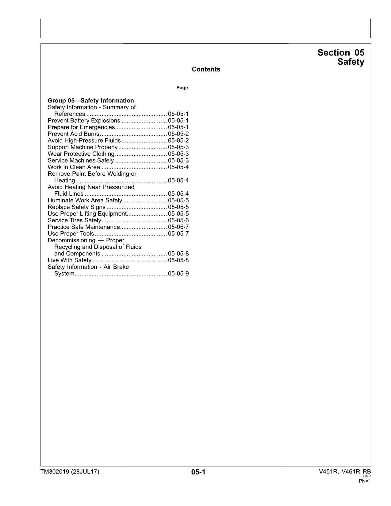 JOHN DEERE V451R  V461R BALER REPAIR SERVICE MANUAL