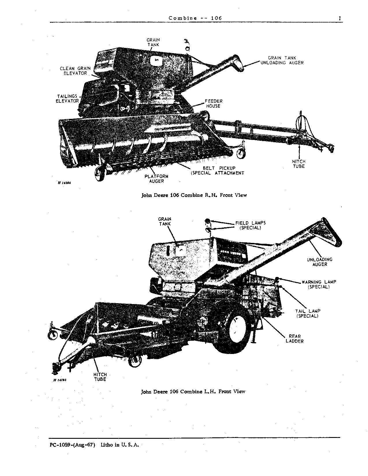 MANUEL DU CATALOGUE DES PIÈCES DE LA MOISSONNEUSE-BATTEUSE JOHN DEERE 106