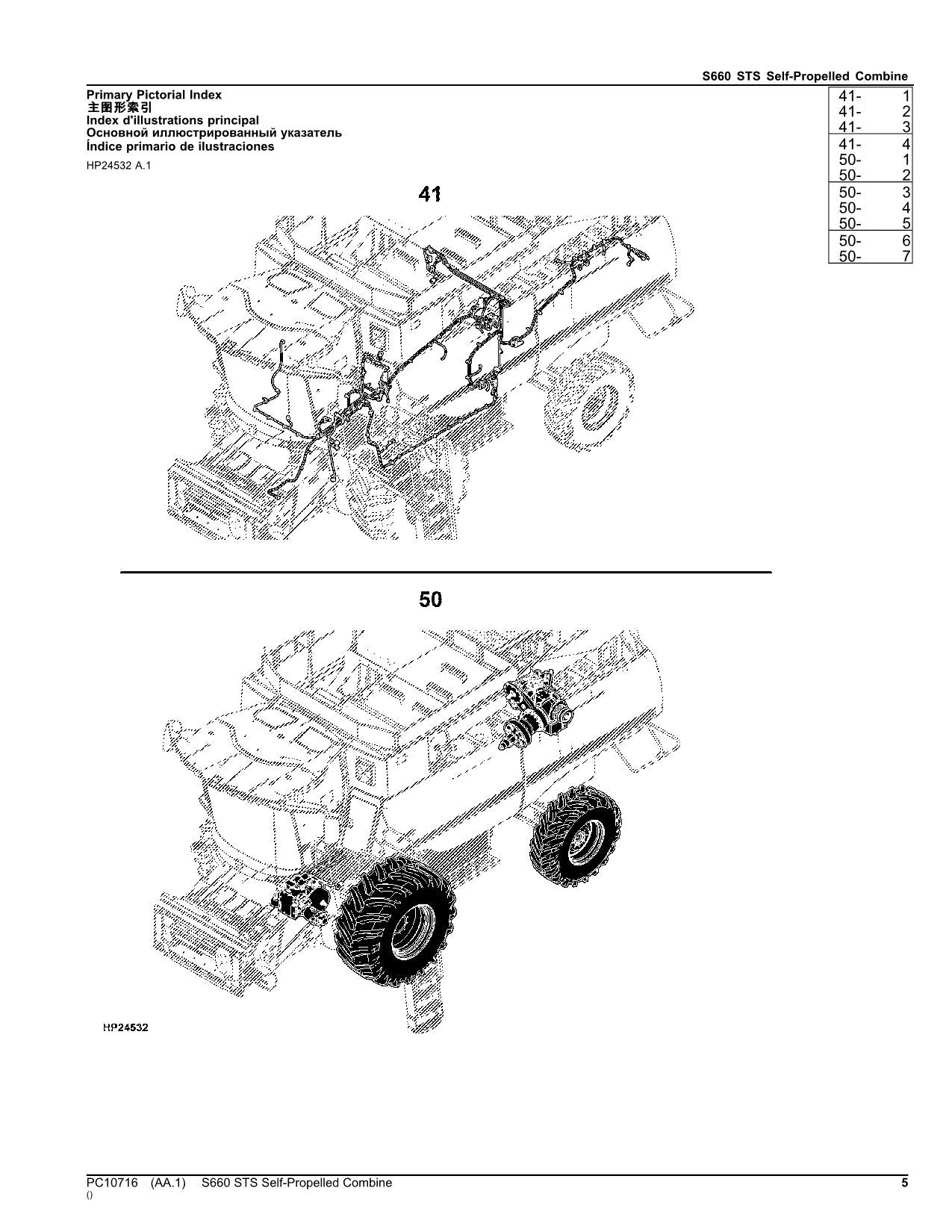 JOHN DEERE S660 STS COMBINE PARTS CATALOG MANUAL #1