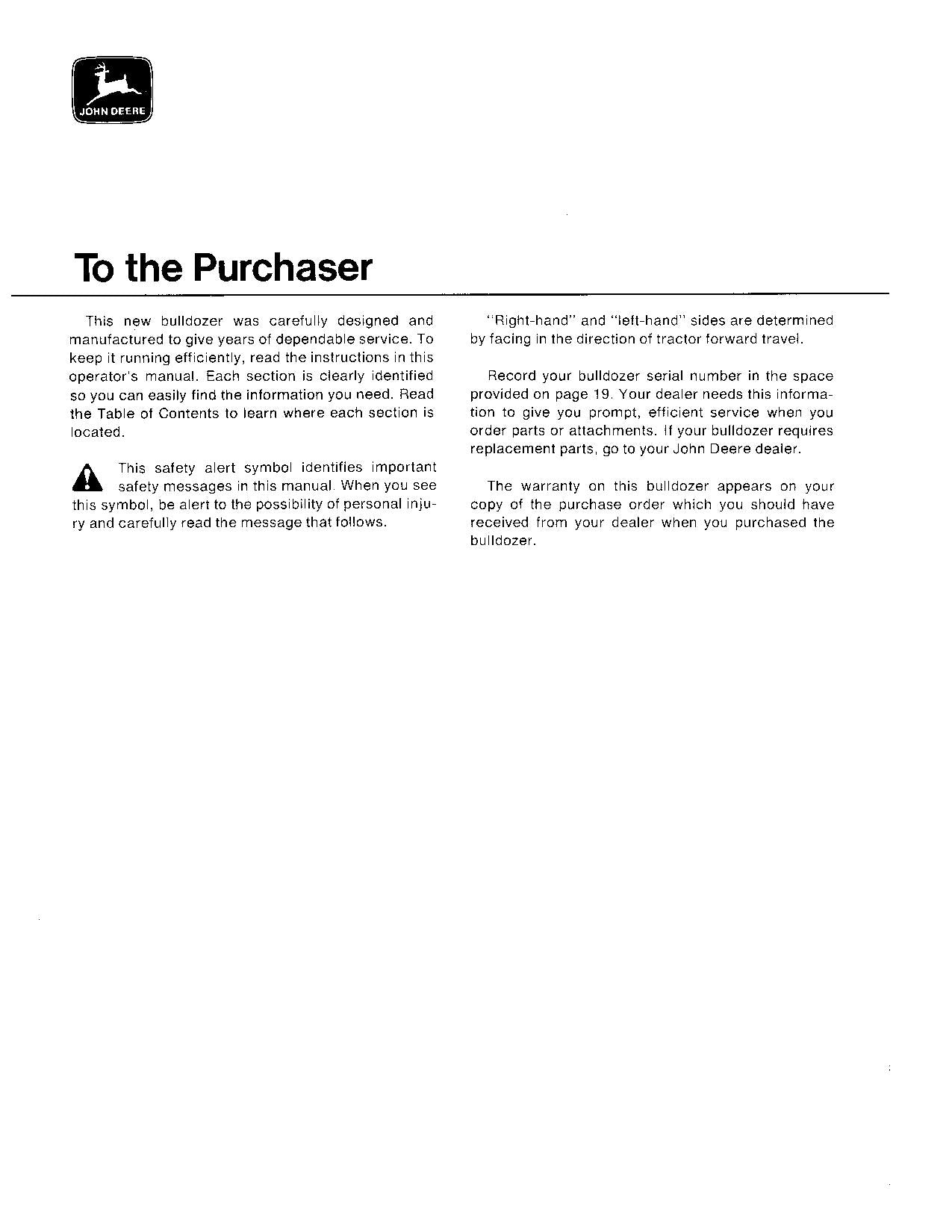 JOHN DEERE 524 534 544 AGRICULTURAL BULLDOZER OPERATORS MANUAL