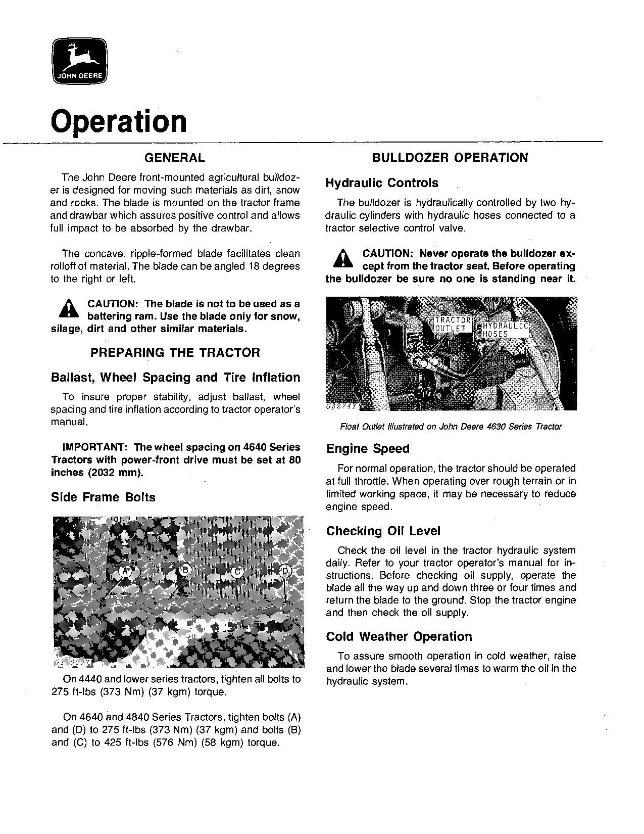 JOHN DEERE 534 544 AGRICULTURAL BULLDOZERS OPERATORS MANUAL #2