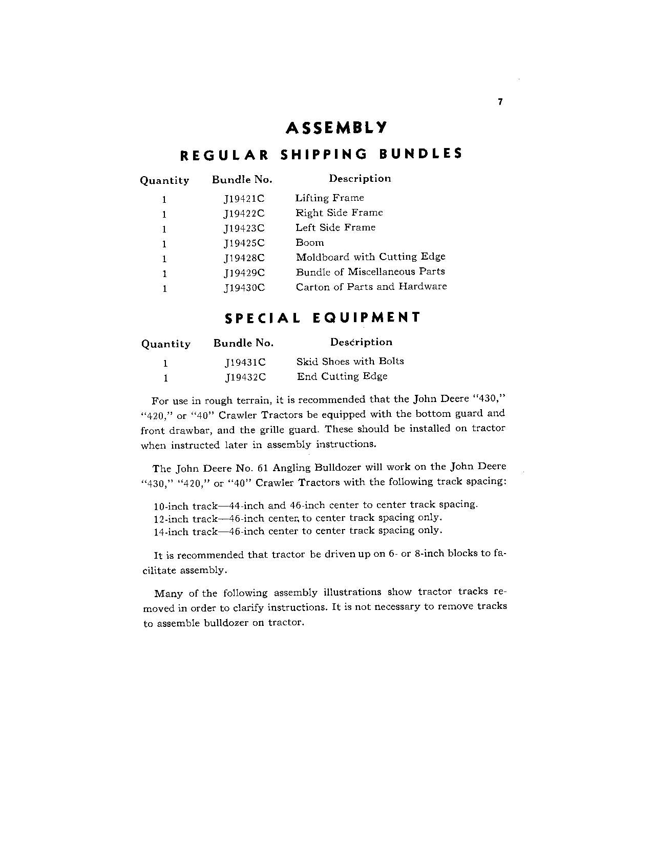 JOHN DEERE ANGLING BULLDOZER NO. 61 OPERATORS MANUAL