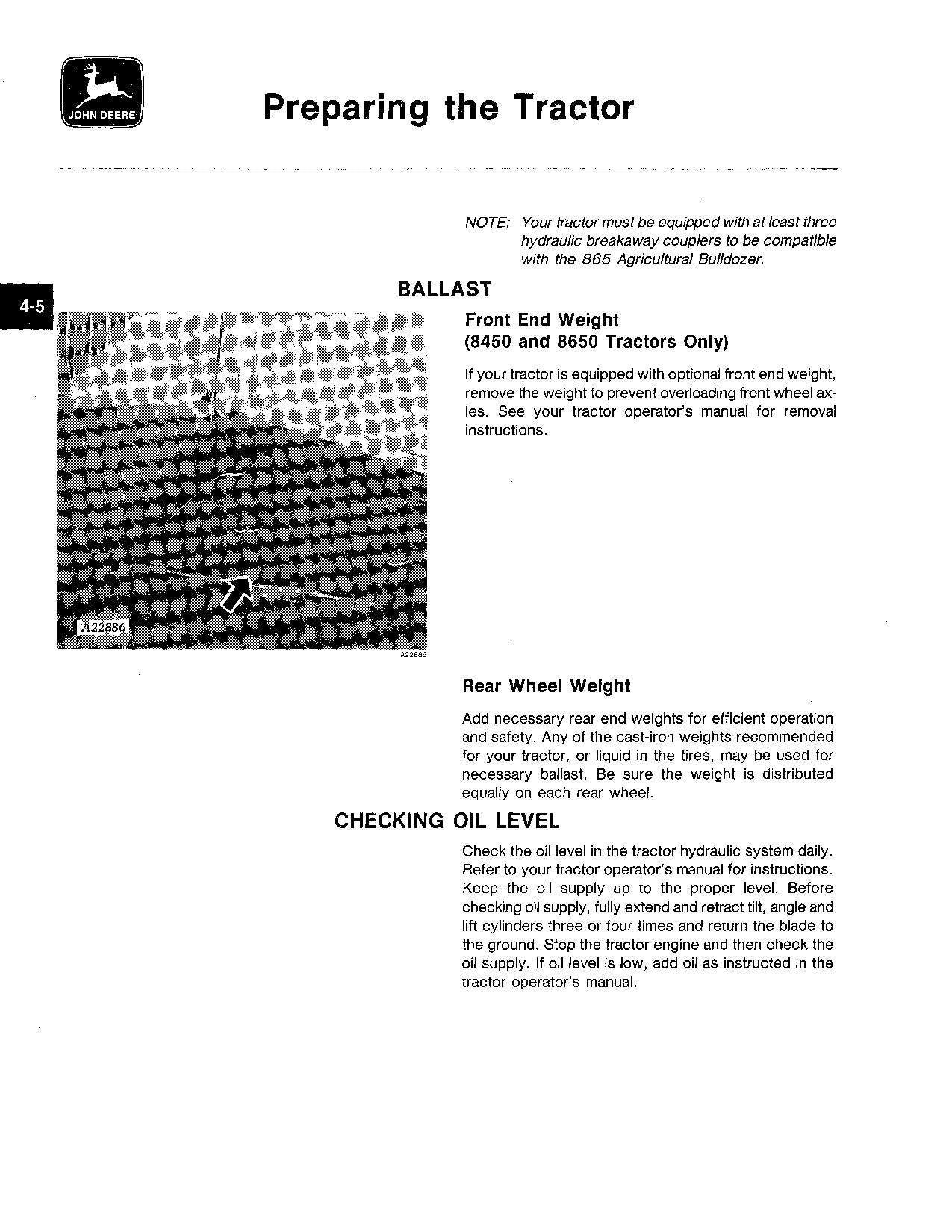 JOHN DEERE 865 AG BULLDOZER OPERATORS MANUAL