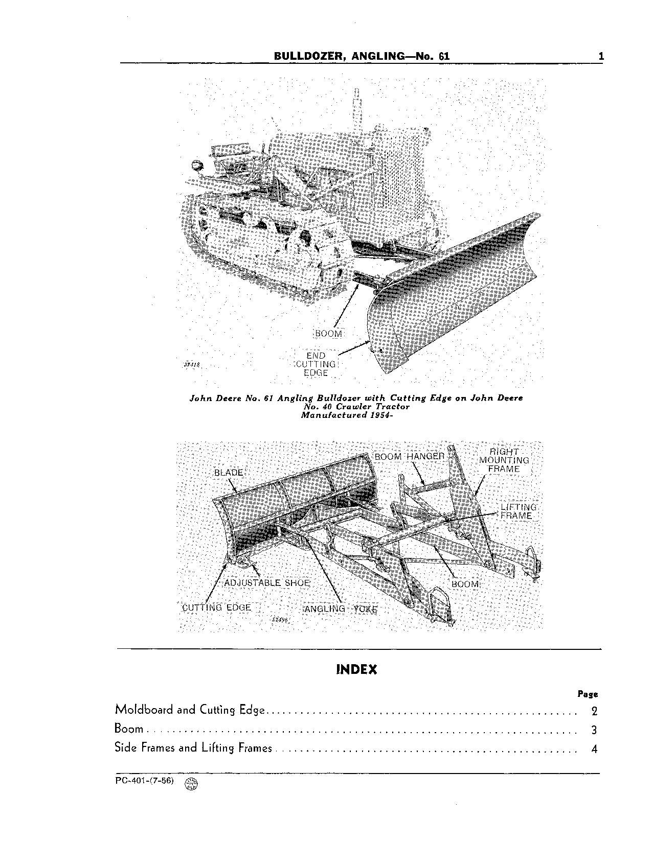 CATALOGUE DE PIÈCES DÉTACHÉES POUR BULLDOZER JOHN DEERE 61