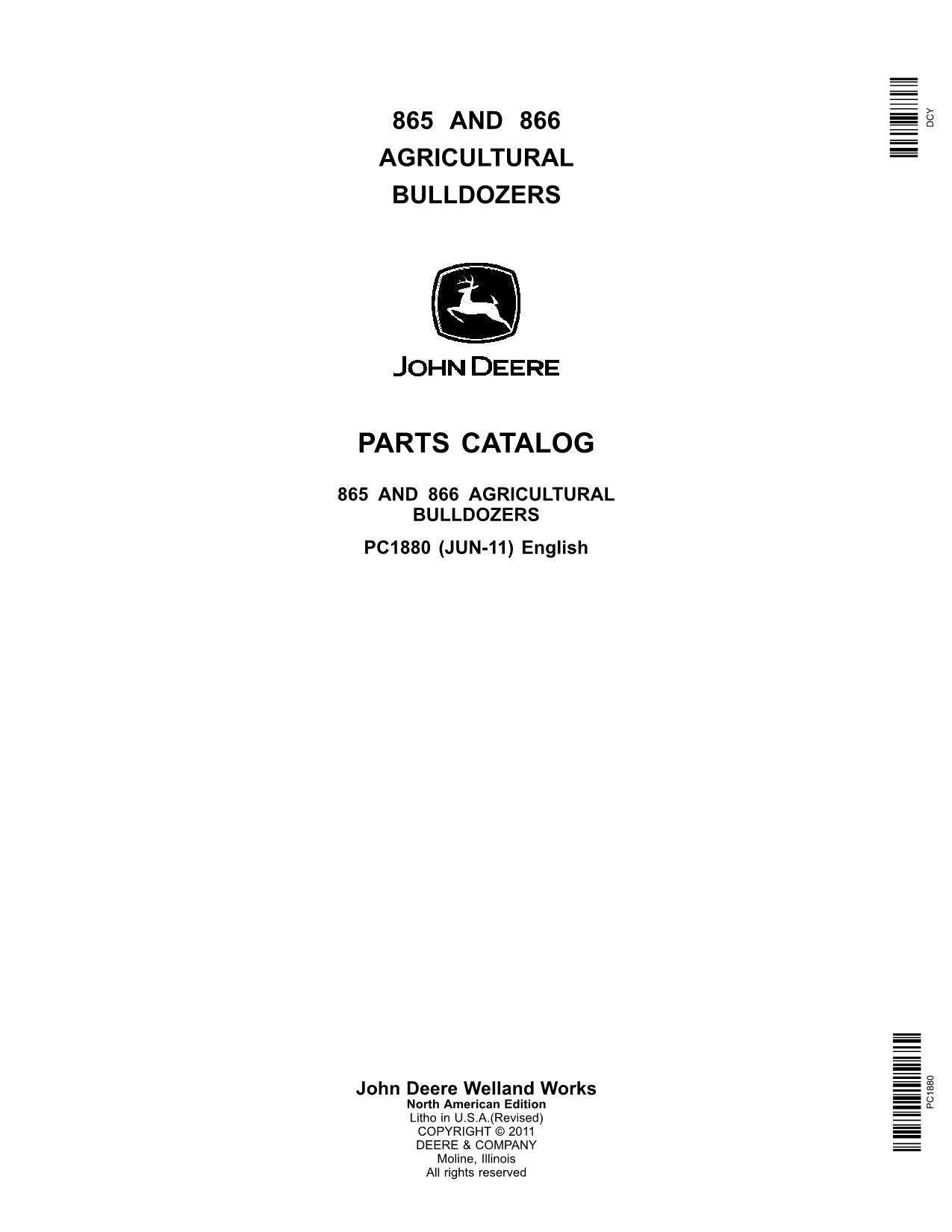 CATALOGUE DE PIÈCES DE RECHANGE POUR BULLDOZERS AGRICOLES JOHN DEERE 865 866