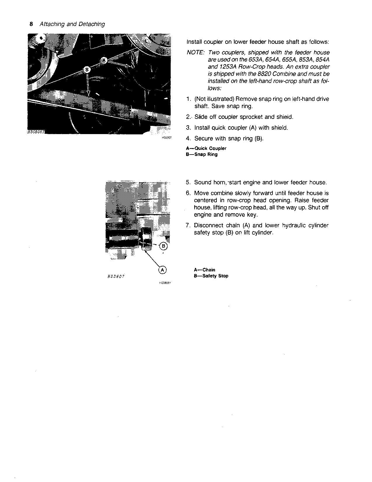 JOHN DEERE 655A 854A 1253A 9660 9860 HEADER-BETRIEBSHANDBUCH