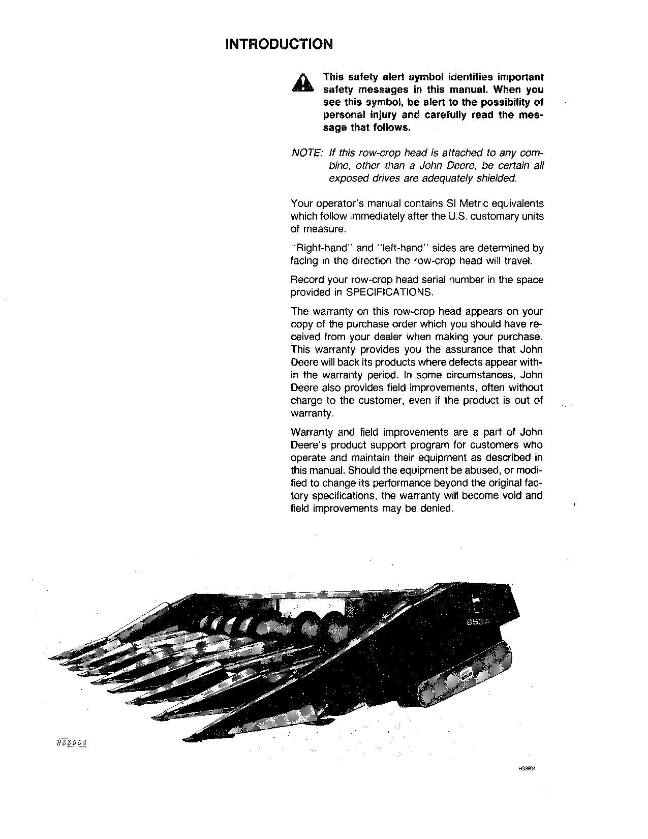 JOHN DEERE 453A 454A 653A 654A 853A HEADER-BETRIEBSHANDBUCH