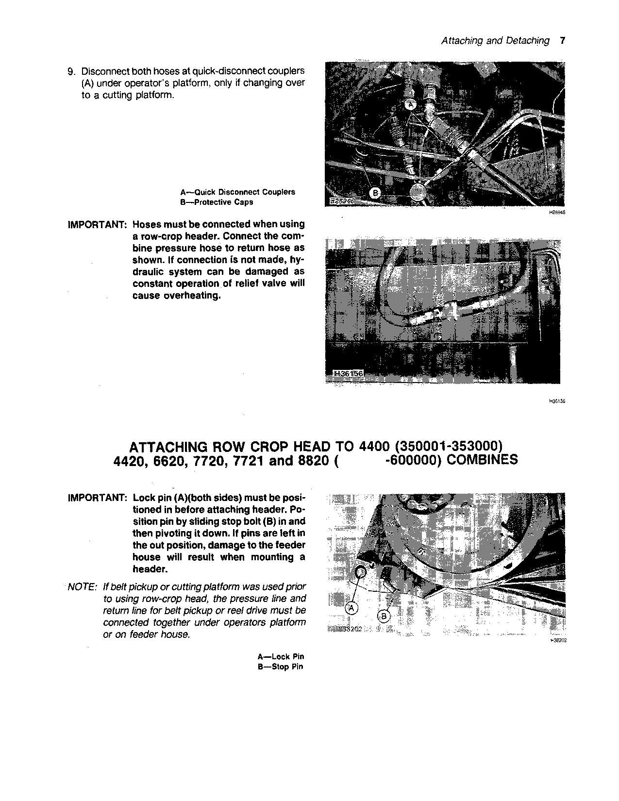 JOHN DEERE 453A 454A 653A 654A 853A HEADER-BETRIEBSHANDBUCH