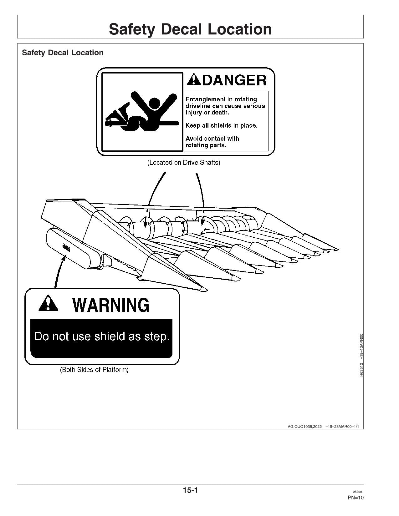 JOHN DEERE 4435 653A 853A 4420 4425 6620 7720 9410 HEADER OPERATORS MANUAL