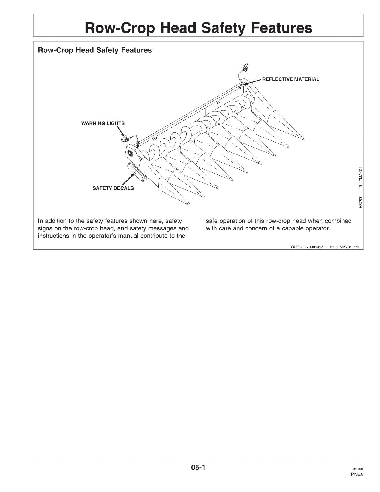 JOHN DEERE 4435 653A 853A 4420 4425 6620 7720 9410 HEADER OPERATORS MANUAL