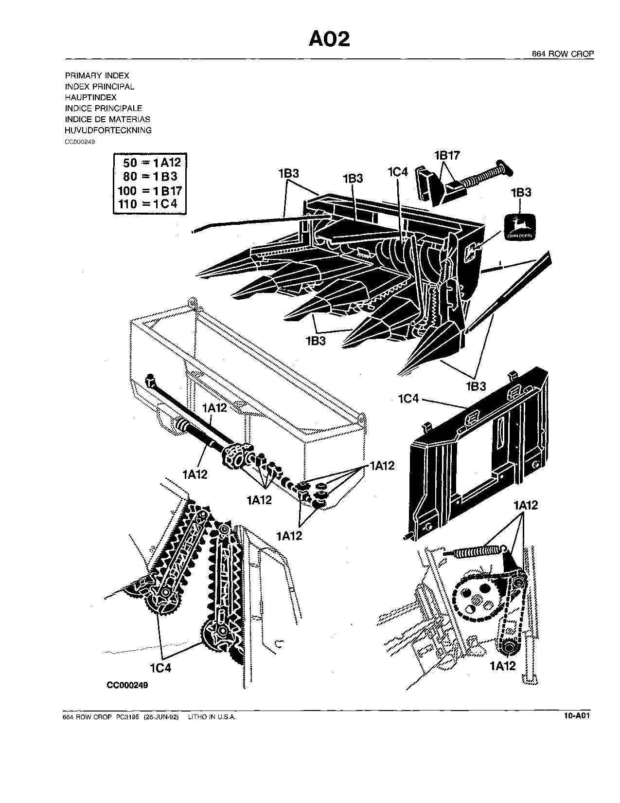 JOHN DEERE 664 HEADERS - ERSATZTEILKATALOGHANDBUCH