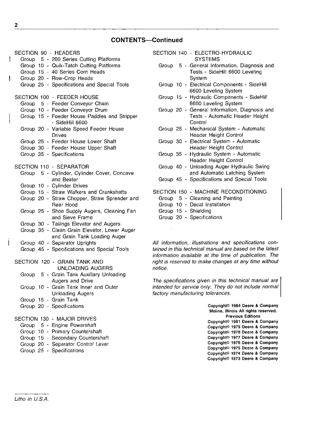 JOHN DEERE 7700 6600 453A 454A 653A 654A 853A Wartungshandbuch für Schneidwerke