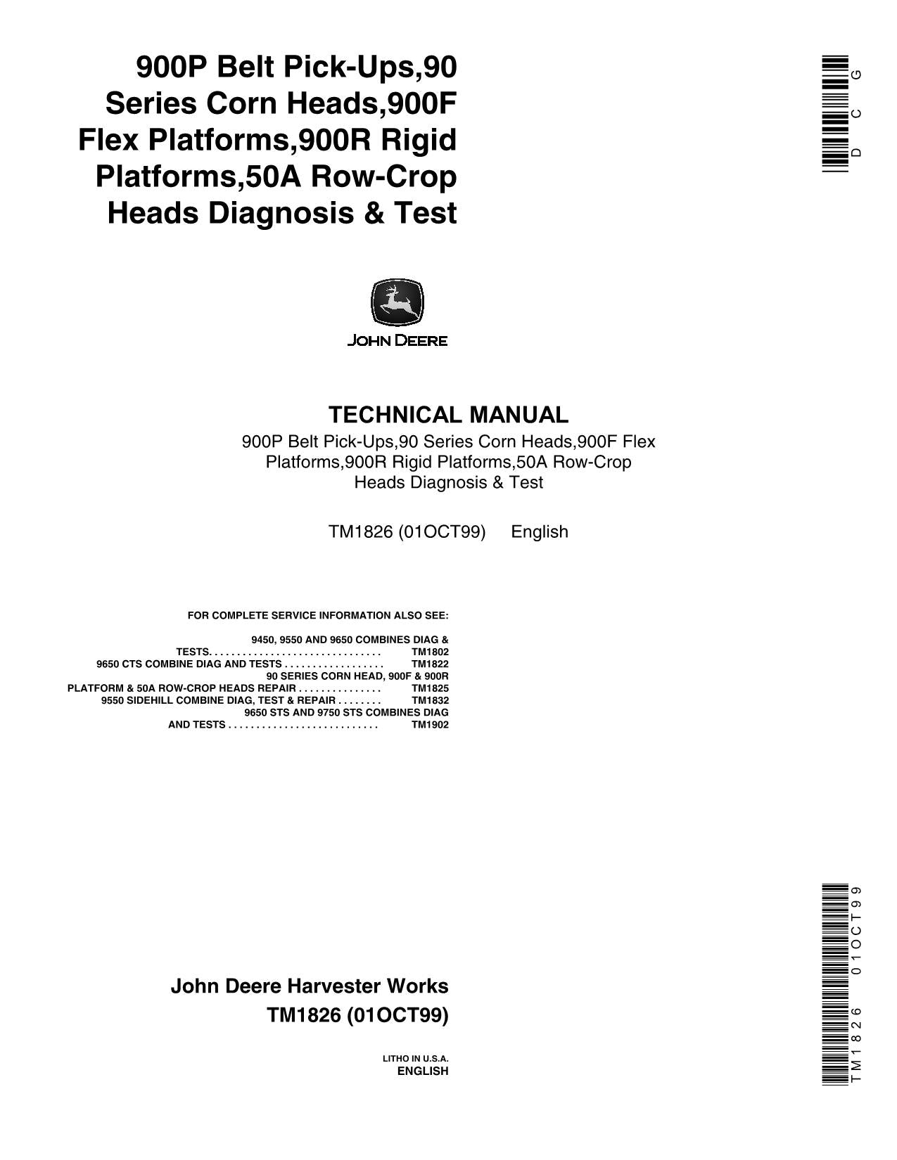 JOHN DEERE 454A 653A 654A 853A 925 655A Wartungshandbuch für Schneidwerke