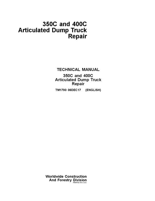 JOHN DEERE 350C 400C DUMP TRUCK REPAIR SERVICE MANUAL