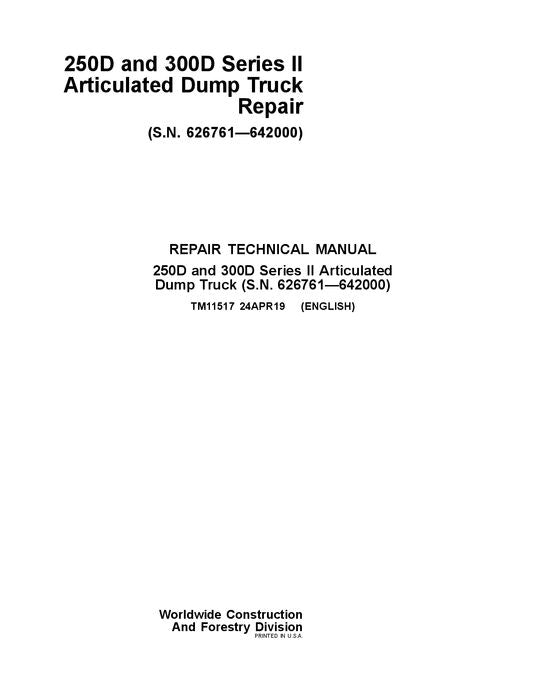 JOHN DEERE 250D 300D DUMP TRUCK REPAIR SERVICE MANUAL #3