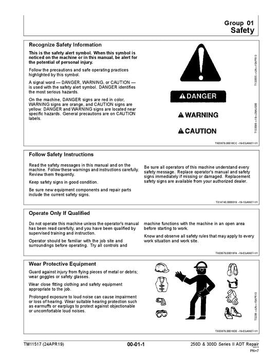 JOHN DEERE 250D 300D DUMP TRUCK REPAIR SERVICE MANUAL #3