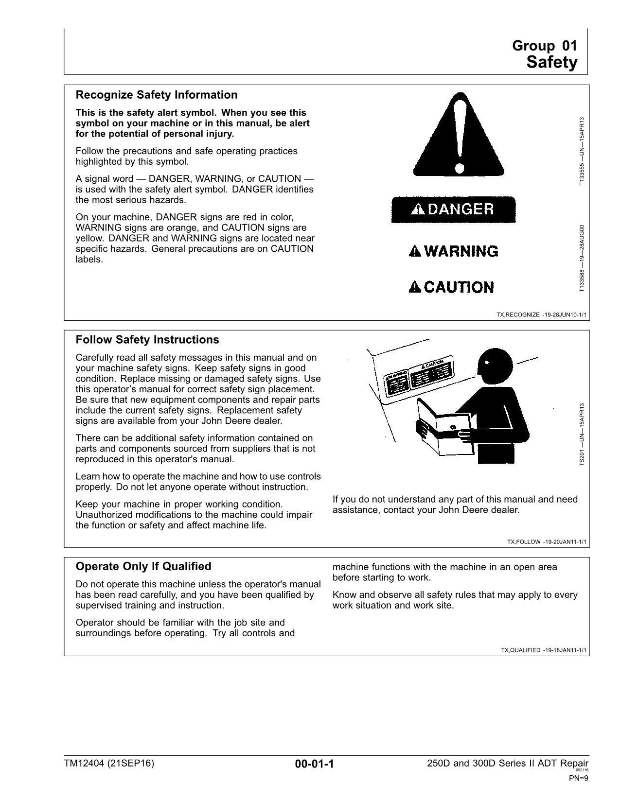 JOHN DEERE 250D 300D SERIE II MULDENKIPPER REPARATUR-SERVICEHANDBUCH Nr. 1