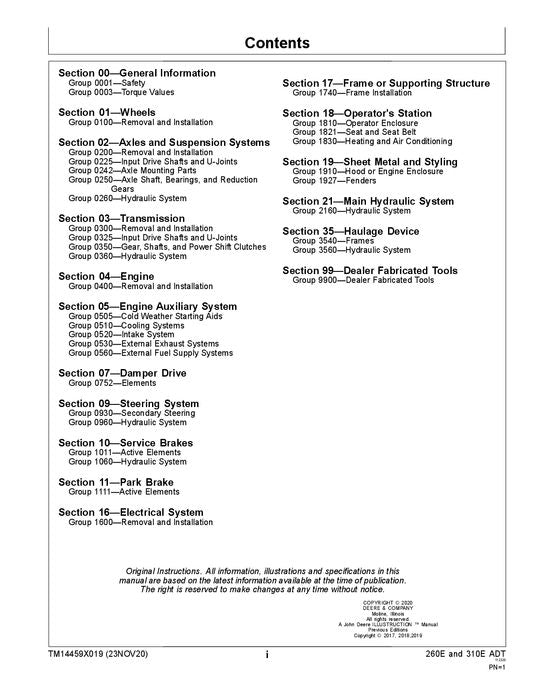 JOHN DEERE 260E 310E MULDENKIPPER REPARATUR-SERVICEHANDBUCH Nr. 2